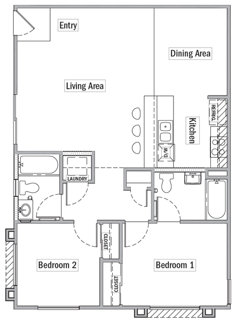 Two bedroom two bathroom
